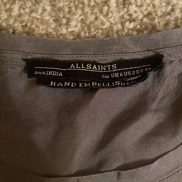 All Saints Hand Embellished Silk Blouse - Picture 4 of 4